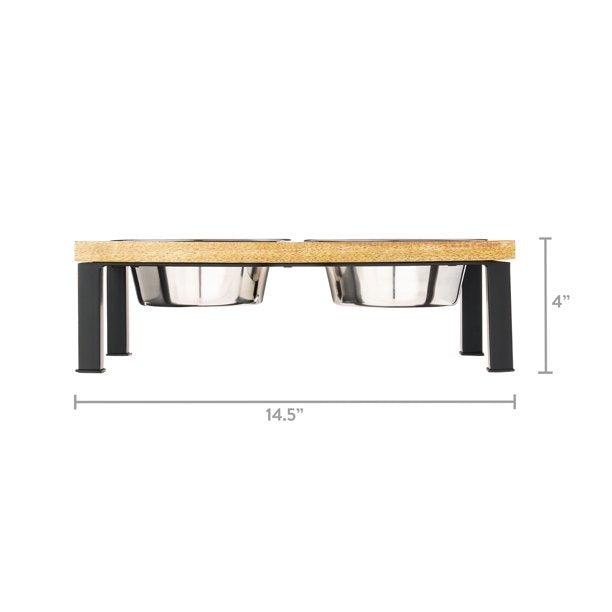 Elevated Stainless Steel Pet Bowls Medium in Wood