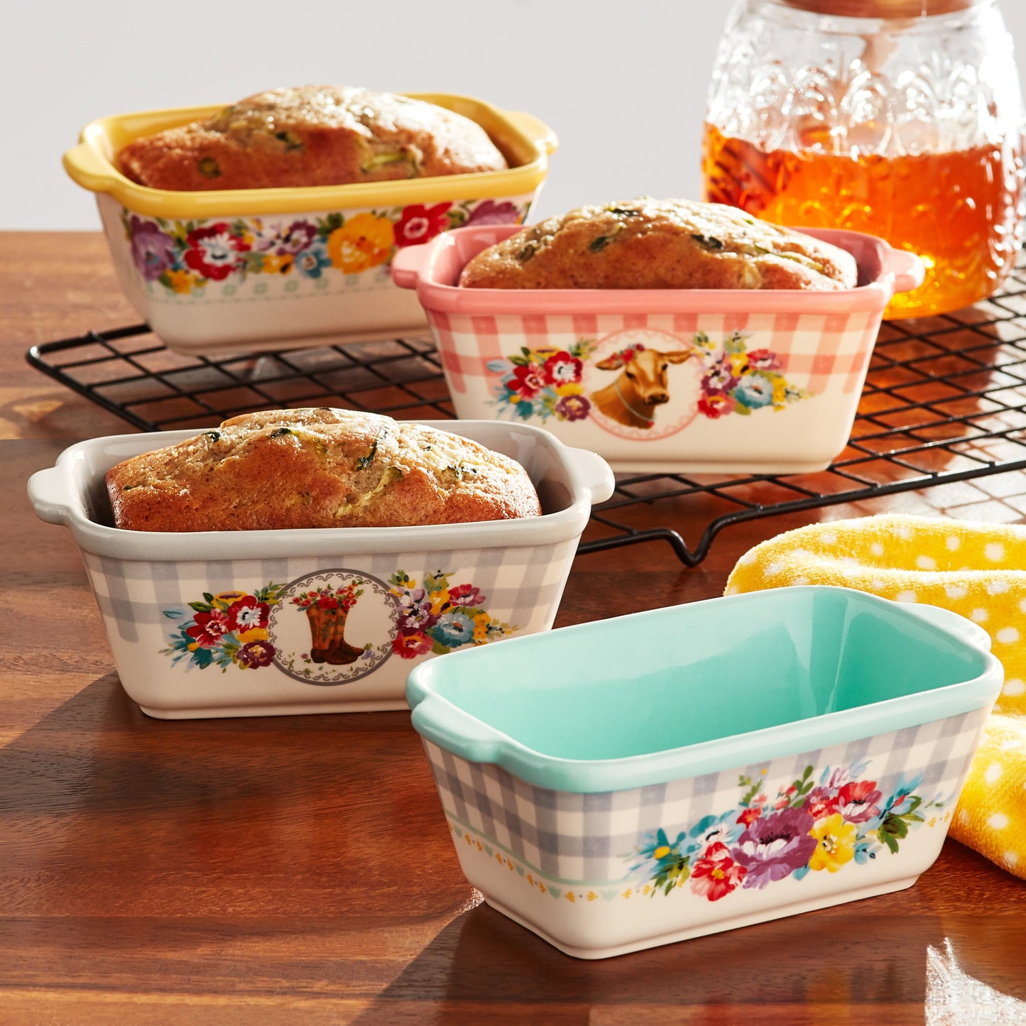 Ceramic Loaf Set 4 Pack in Sweet Romance Blossoms