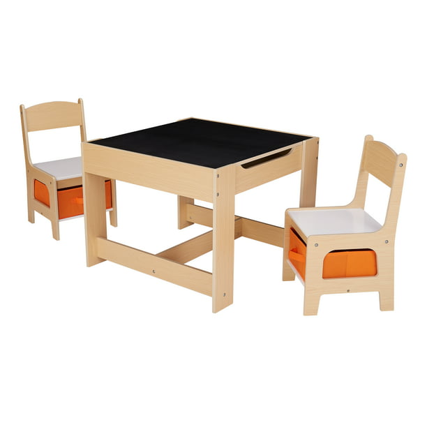 Table and Chairs Set Natural Color 3 Pieces