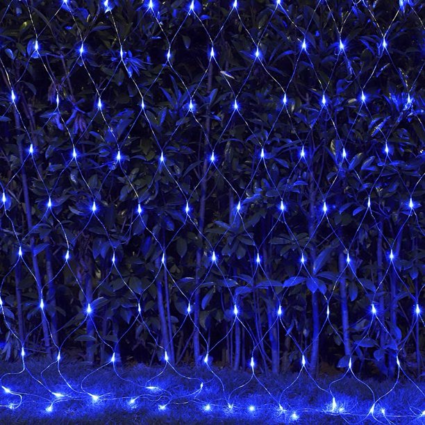 LED Net Mesh Fairy String Lights 4.9x4.9 ft Blue