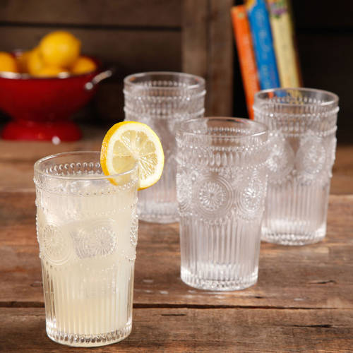 Adeline Emboss Glass Tumblers Clear