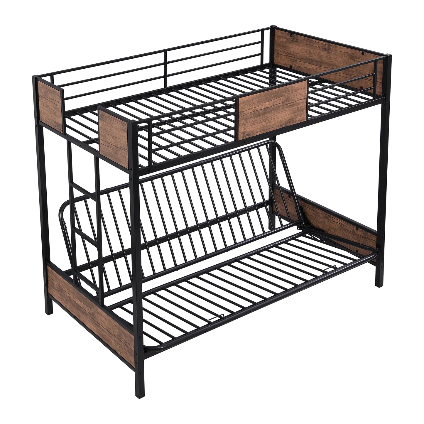 Bed in Twin Over Full Futon Bunk Black
