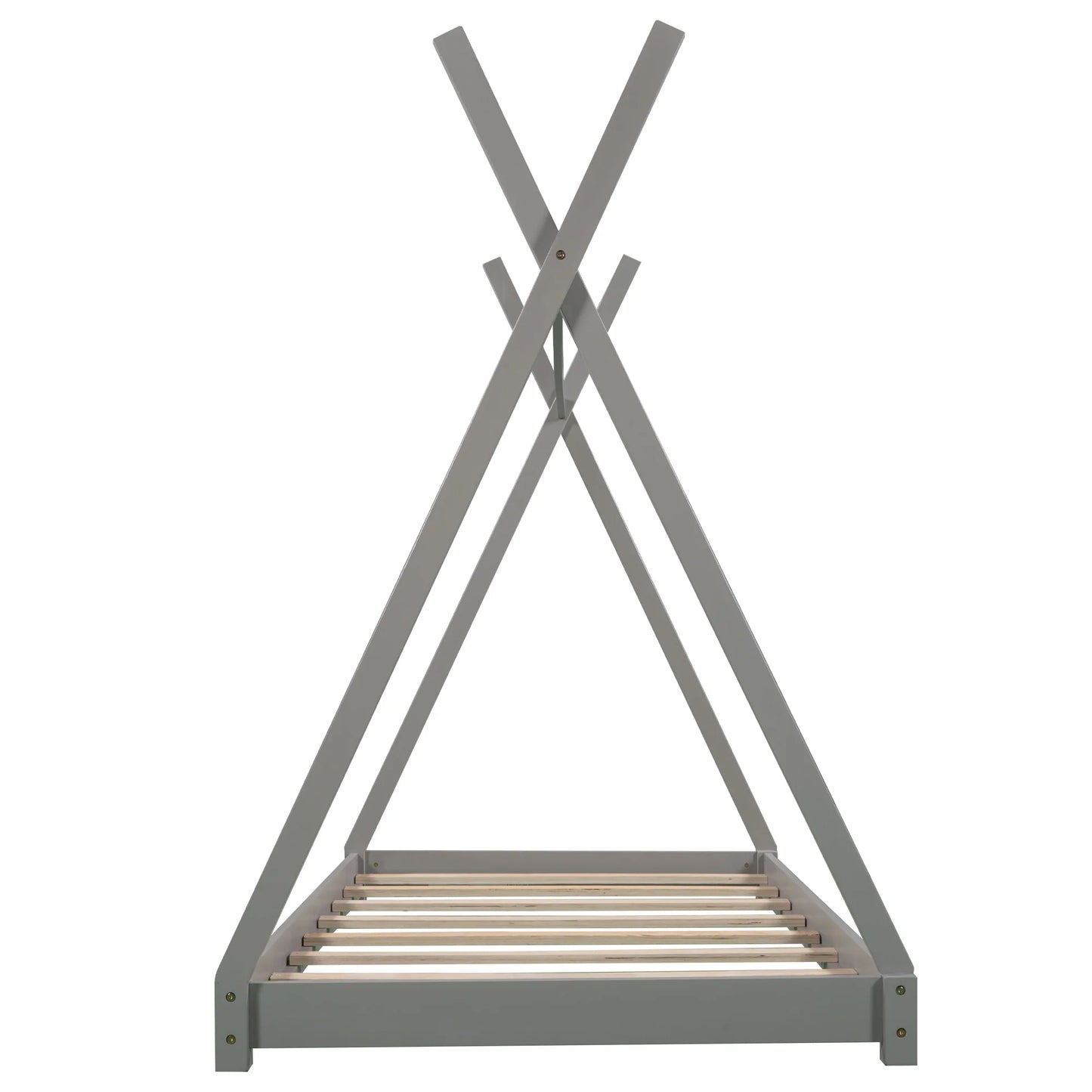 House Platform Bed with Triangle Structure in Gray