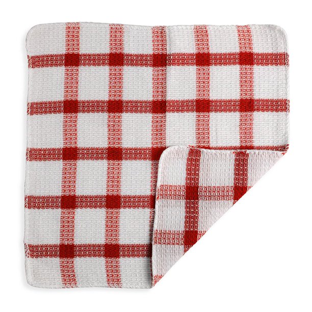 Checkered Kitchen Tea Dish Cleaning Terry Towel Red
