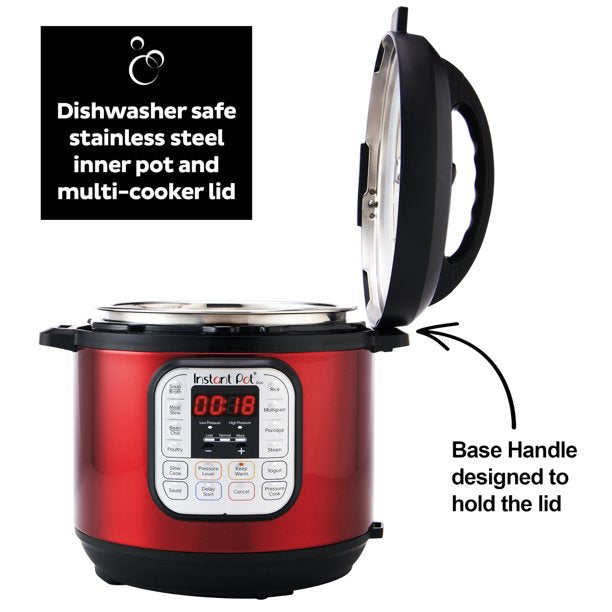 Stainless Pressure Cooker in Red 6 Quart