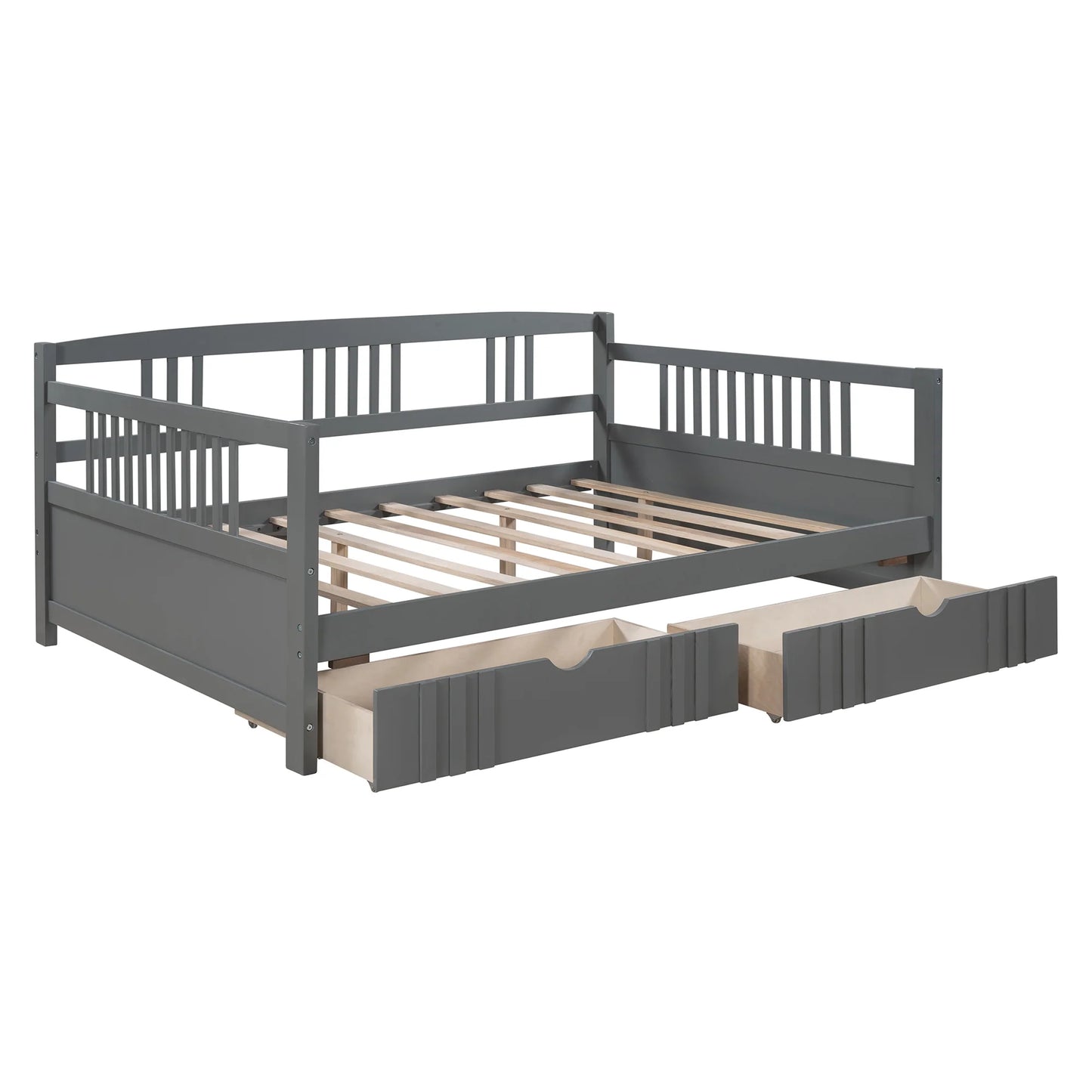 Daybed Wood Bed with Two Drawers in Gray