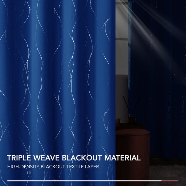 Curtain Set of 2 Size 52x108 Inches Color Royal Blue