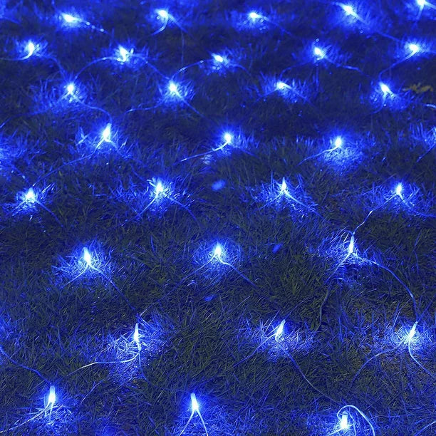 LED Net Mesh Fairy String Lights 4.9x4.9 ft Blue