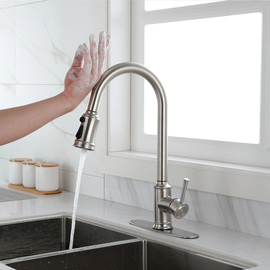 Kitchen Faucet with Pull Down Sprayer in Brushed Nickel