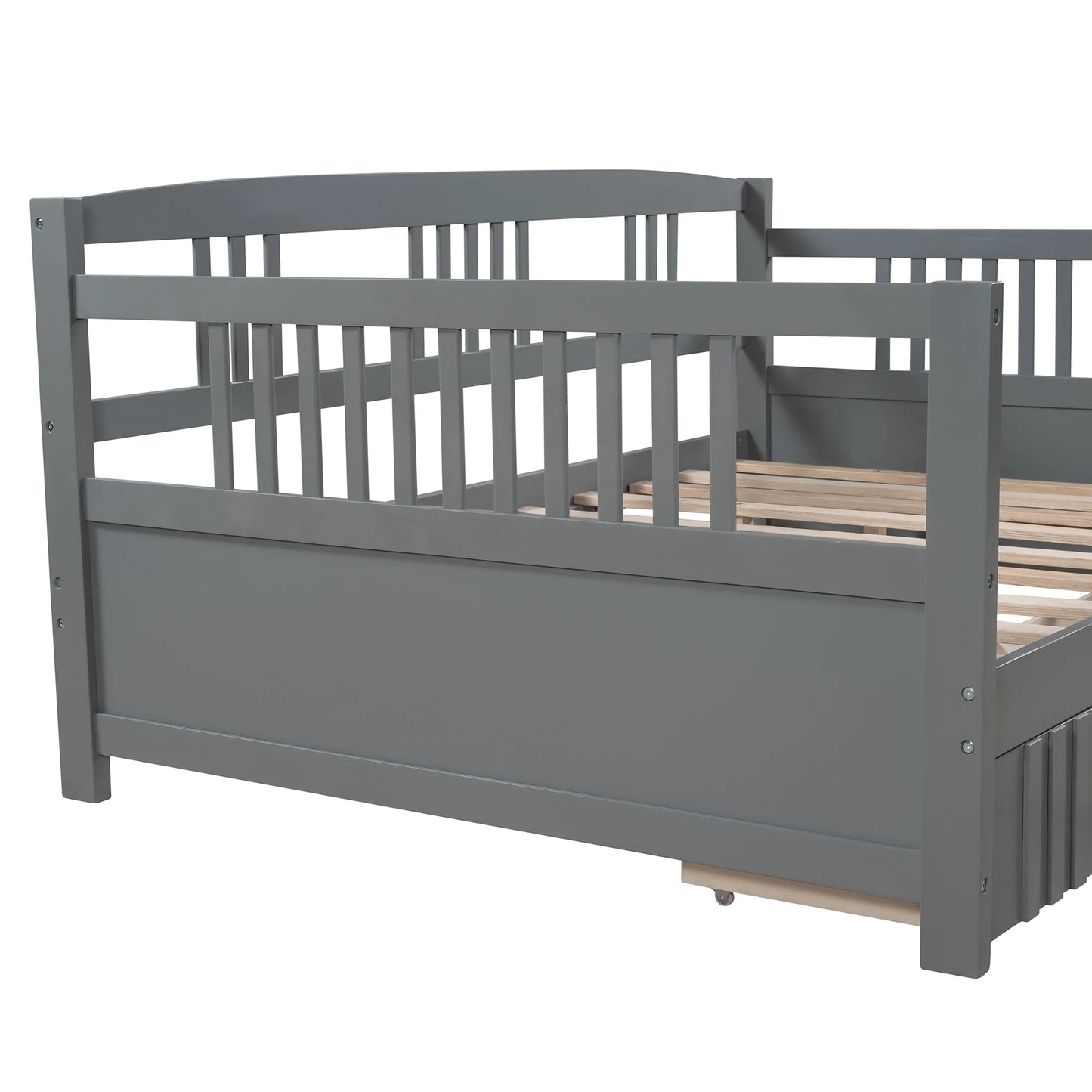 Daybed Wood Bed with Two Drawers in Gray