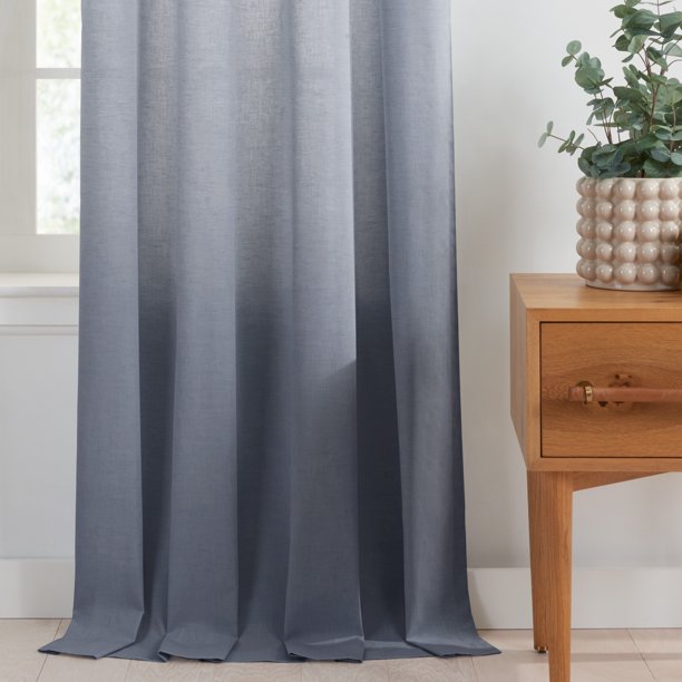 Cotton Window Curtain Dark Blue 48 x 84 Inches