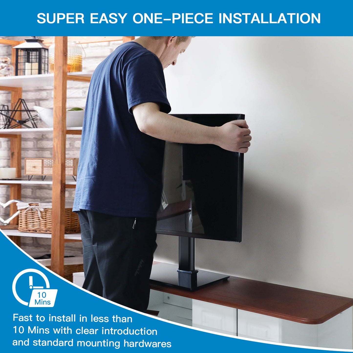Universal TV Stand Table Top TV Base for 32 to 55 Inches Black