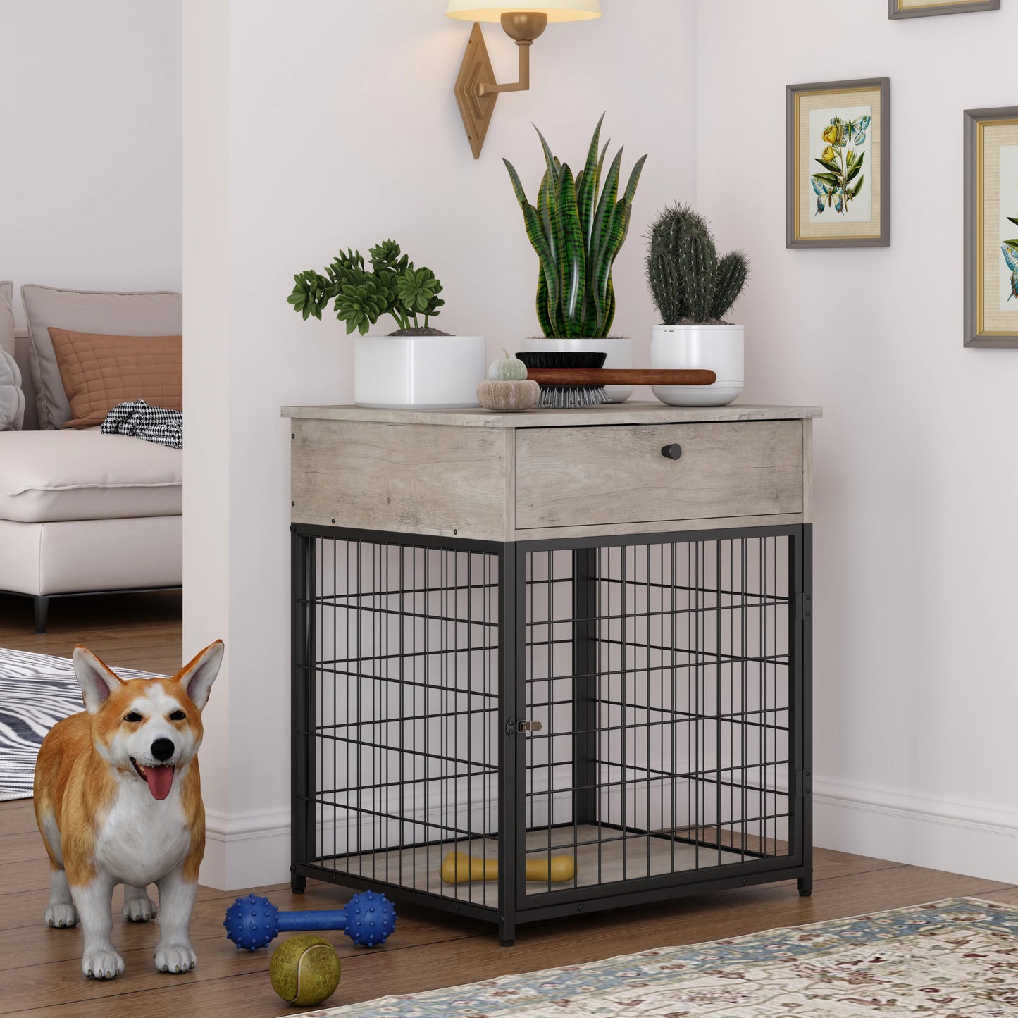 Wooden Crates for Small Dogs in Gray