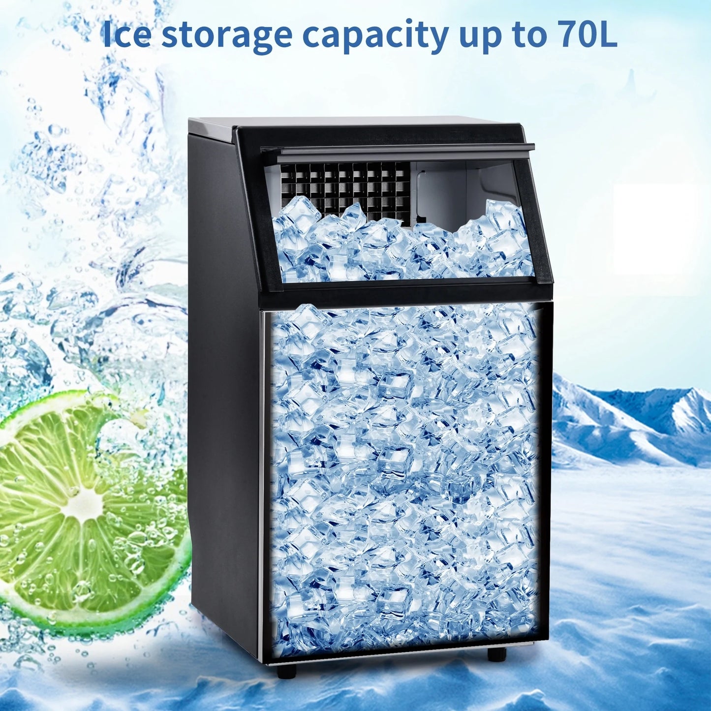 Freestanding Commercial Ice Maker Machine in Silver