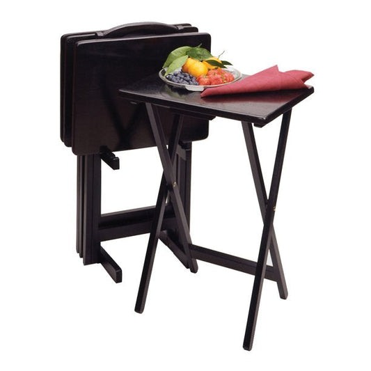 Snack Table Set in 5 Pieces Black Finish