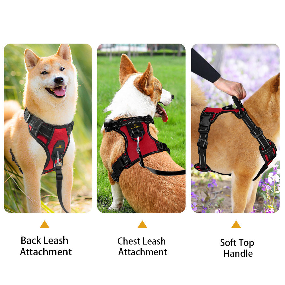 Dog Chest Harness Adjustable for Small Dog Red in Medium