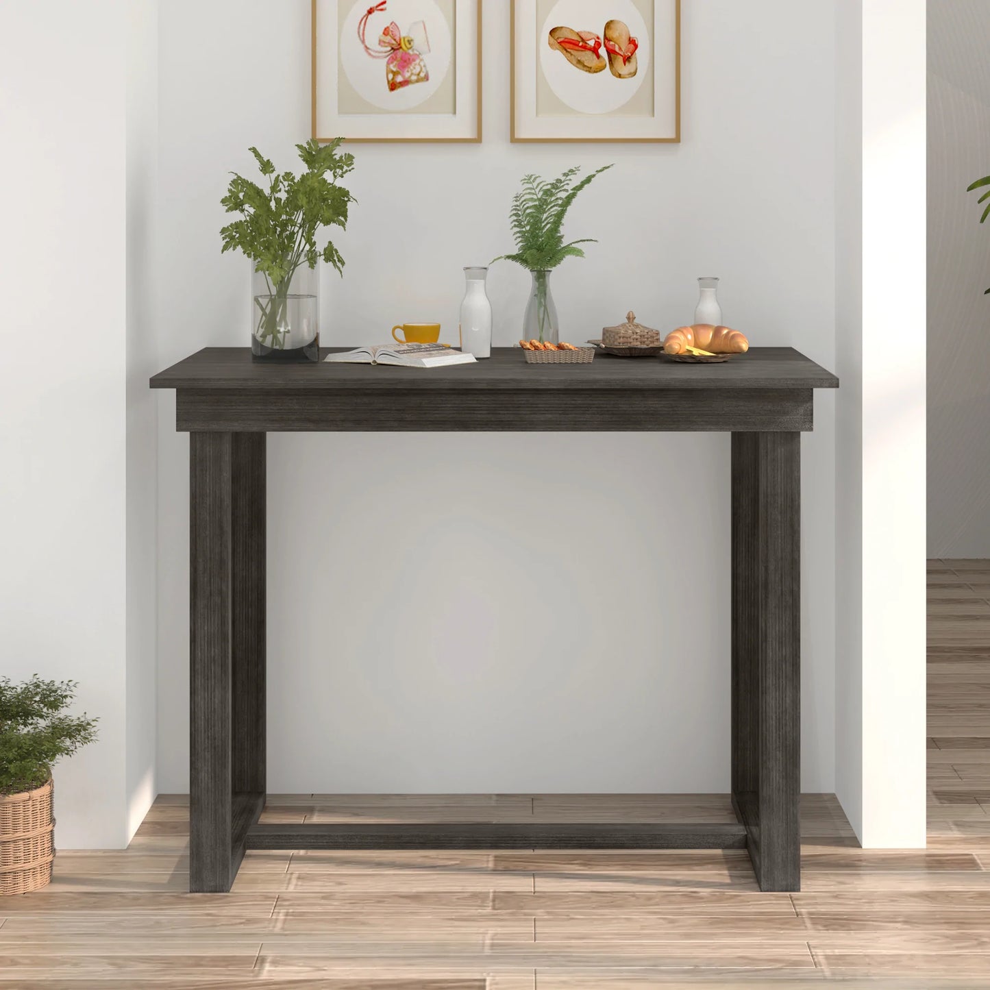 Dining Table Set with 4 Dining Chairs for Small Places in Gray