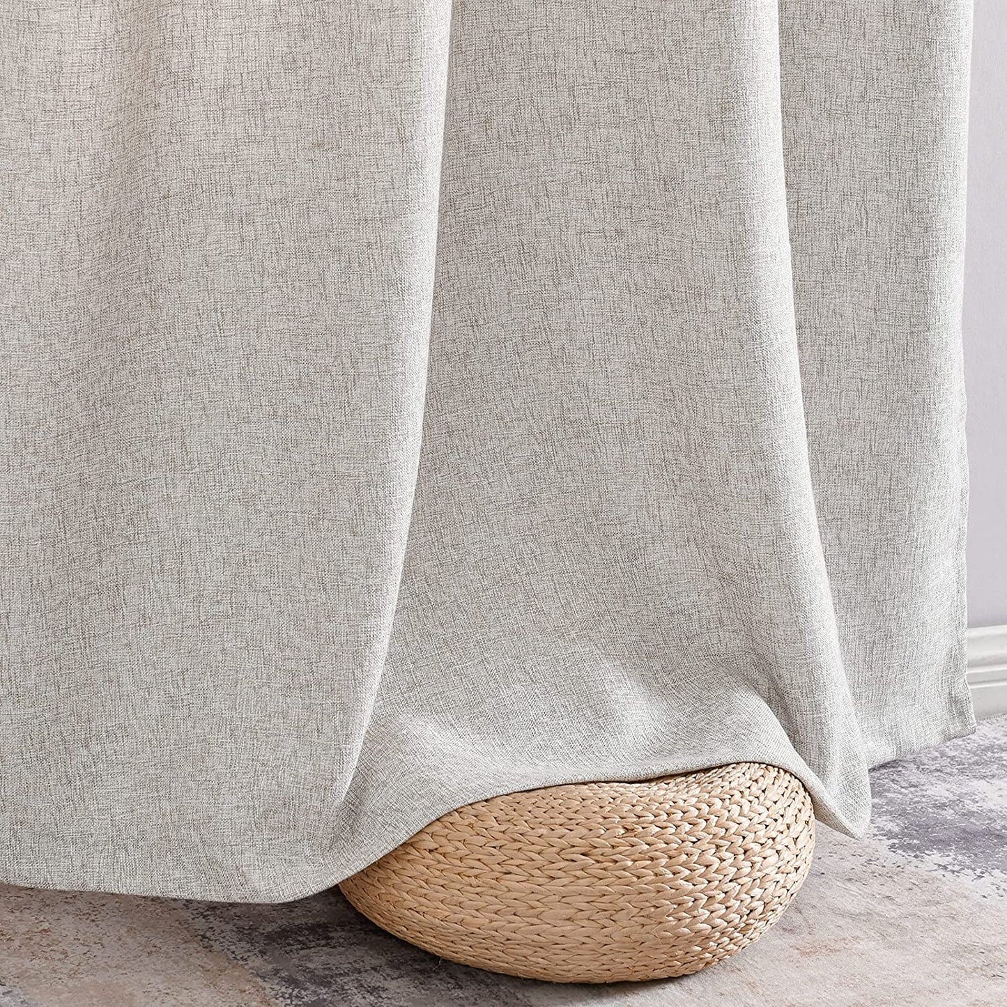 Linen Textured Window Curtains 2 Panels Grommet Beige 95 inches