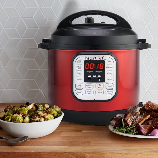 Stainless Pressure Cooker in Red 6 Quart