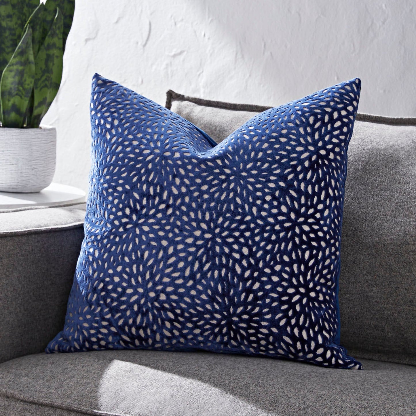 Feather Filled Throw Pillow blue 20x20 inches Single Pillow