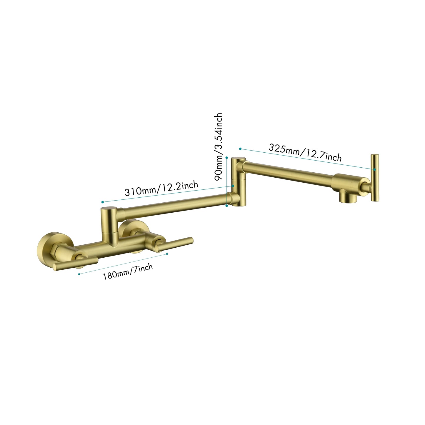 Pot Filler Faucets with 3 Handles in Gold
