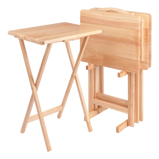 Snack Table Set in 5 Pieces Natural Finish