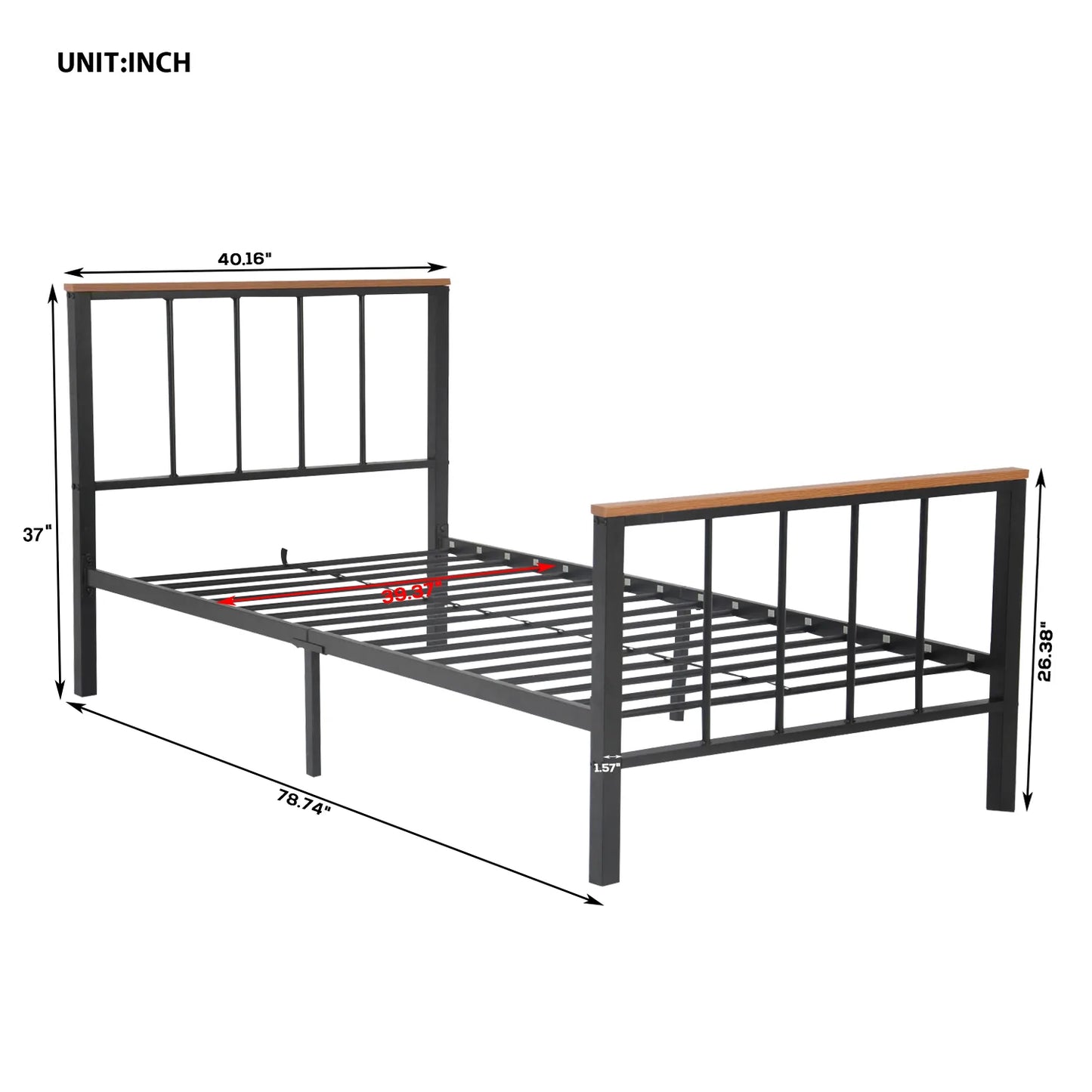 Metal Platform Bed frame with Headboard Twin