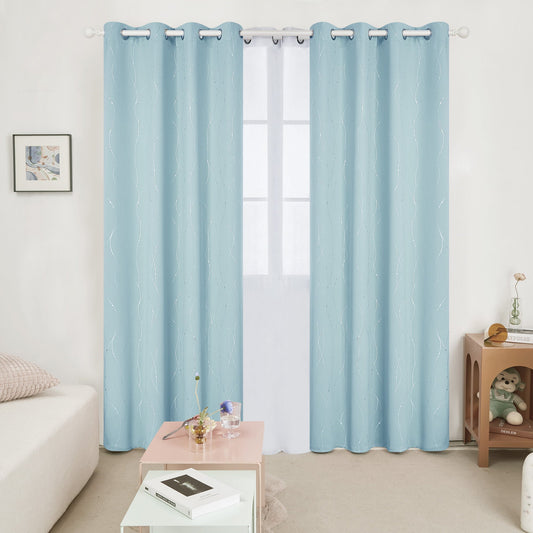 Curtain 2 Panels Size 52x84 Inches Color Light Blue