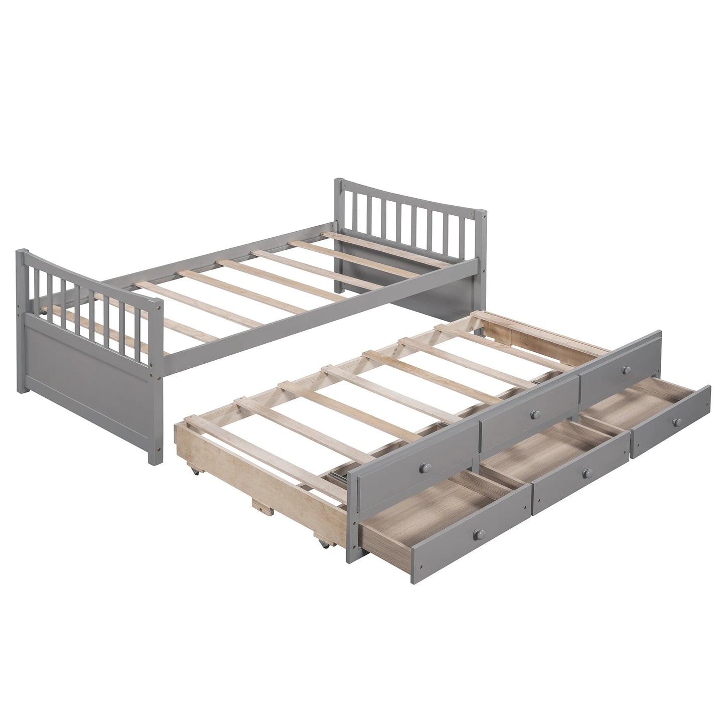 Day bed with Trundle and Drawers in Twin Gray