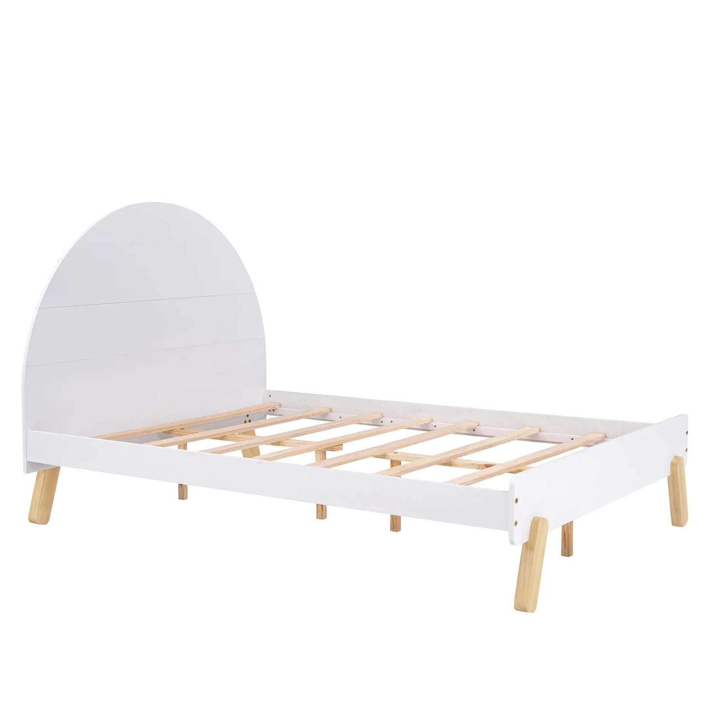 Wooden Bed With Shelf Behind Headboard Full Size in White