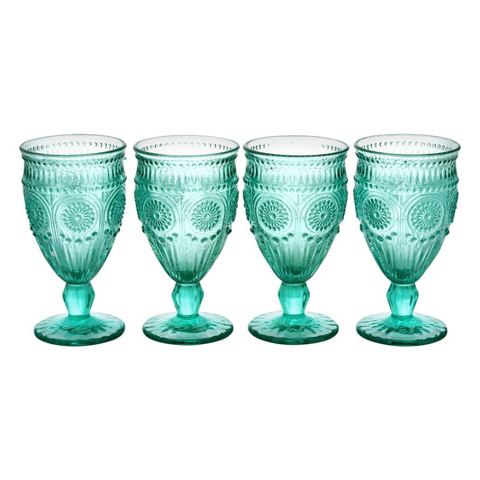 Adeline Footed Glass Goblets Turquoise