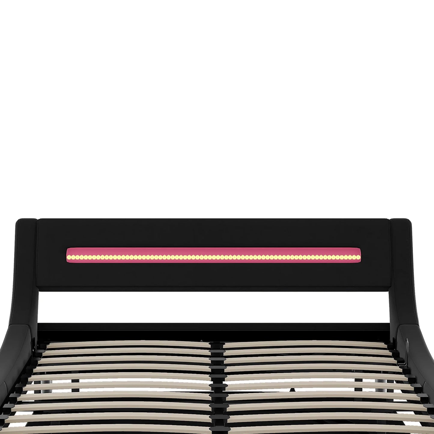 Bed Platform with LED headboard in Queen Black