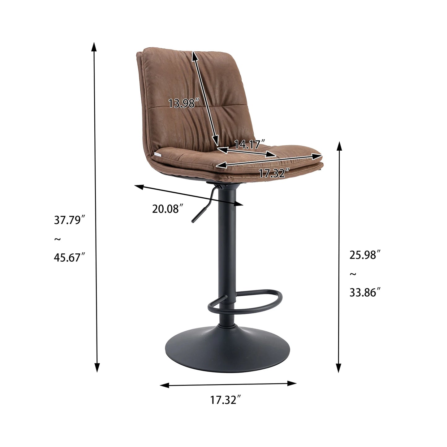 Bar Stools with Back and Footrest Counter Height Dining Chairs Set of 2