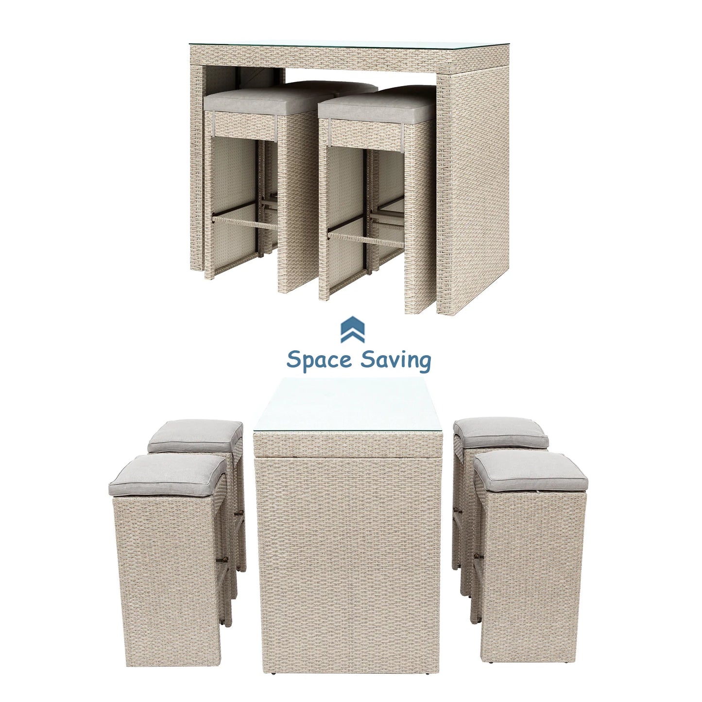 Dining Table Set with 4 Stools in Brown 5 Pieces