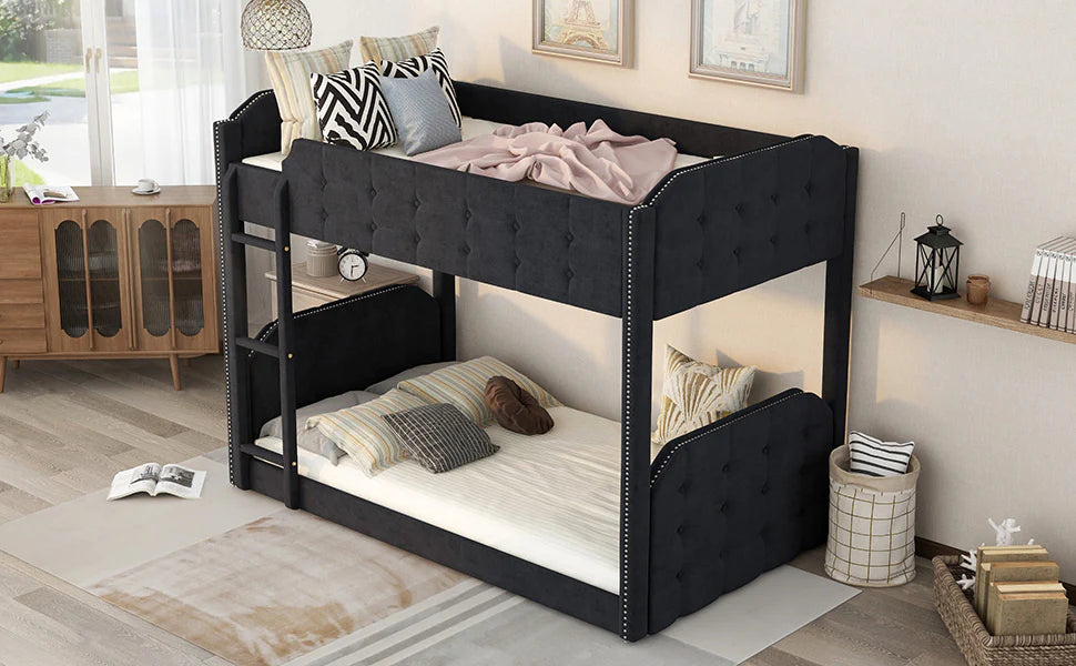 Bed Button Tufted Headboard and Footboard Design in Black