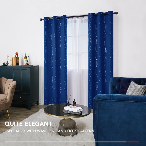 Curtain 2 Panels Size 42x63 Inches Color Royal Blue