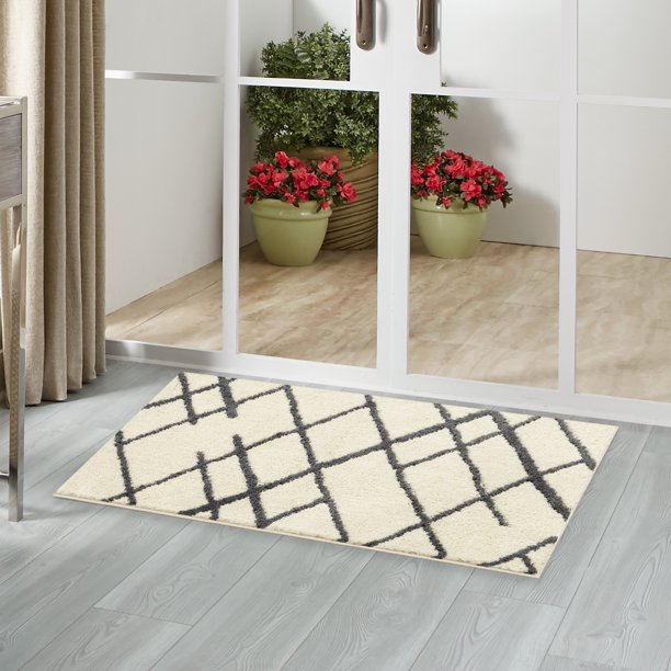 Diamond Plush Contemporary Cream Area Rug