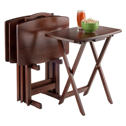 Snack Table Set Oversize in 5 Pieces Walnut Finish