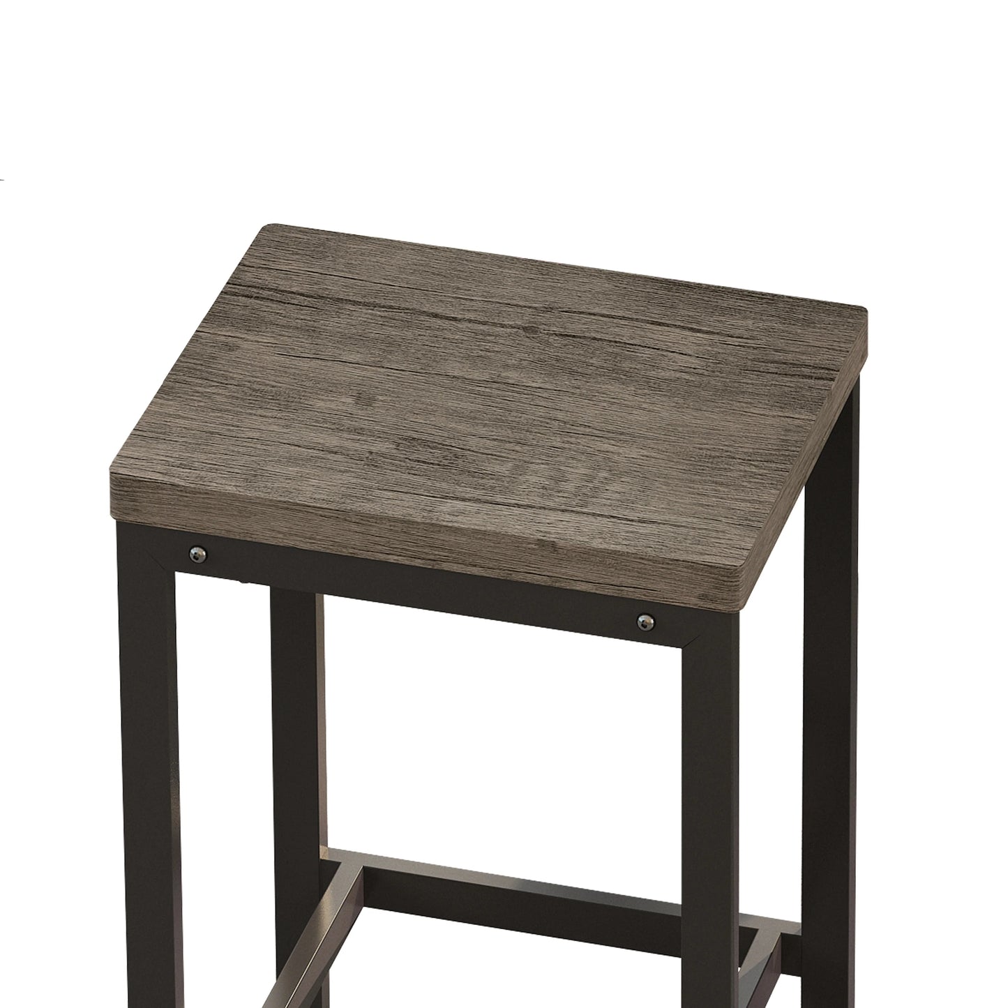 Modern Kitchen Dining Table Long Dining Table Set with 3 Stools in Brown Gray