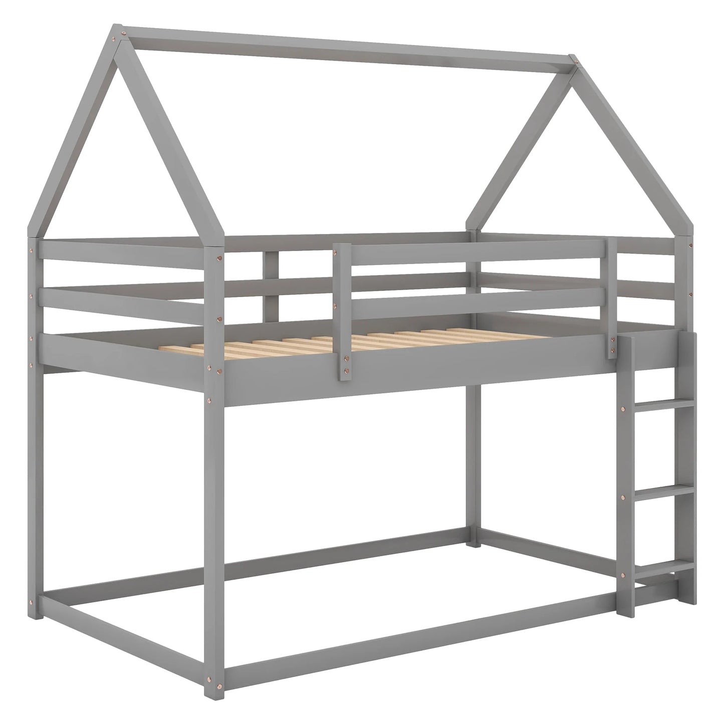 Low Bunk Bed Twin Size in Gray