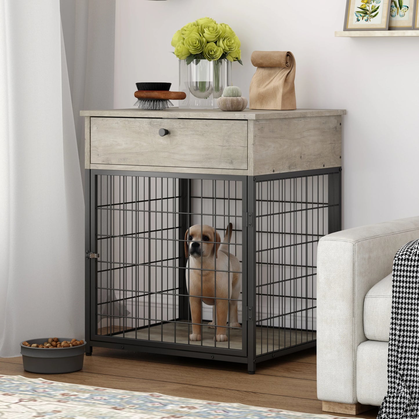 Wooden Crates for Small Dogs in Gray