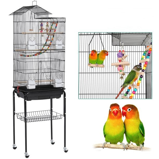 Black Rolling Mid-Size Bird Cage