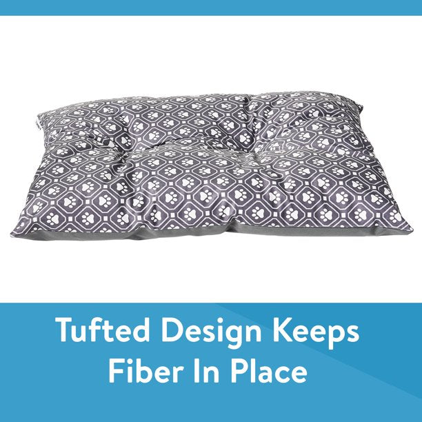 Tufted Plush Pet Bed in Gray Paw 27x36 Inches