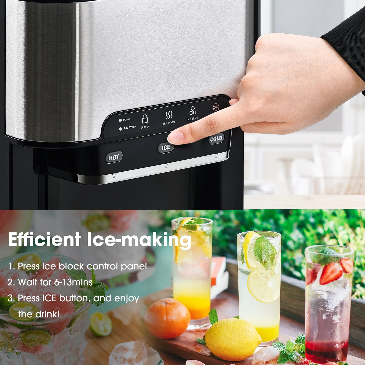 3 in 1 Water Dispenser with Ice Maker Countertop