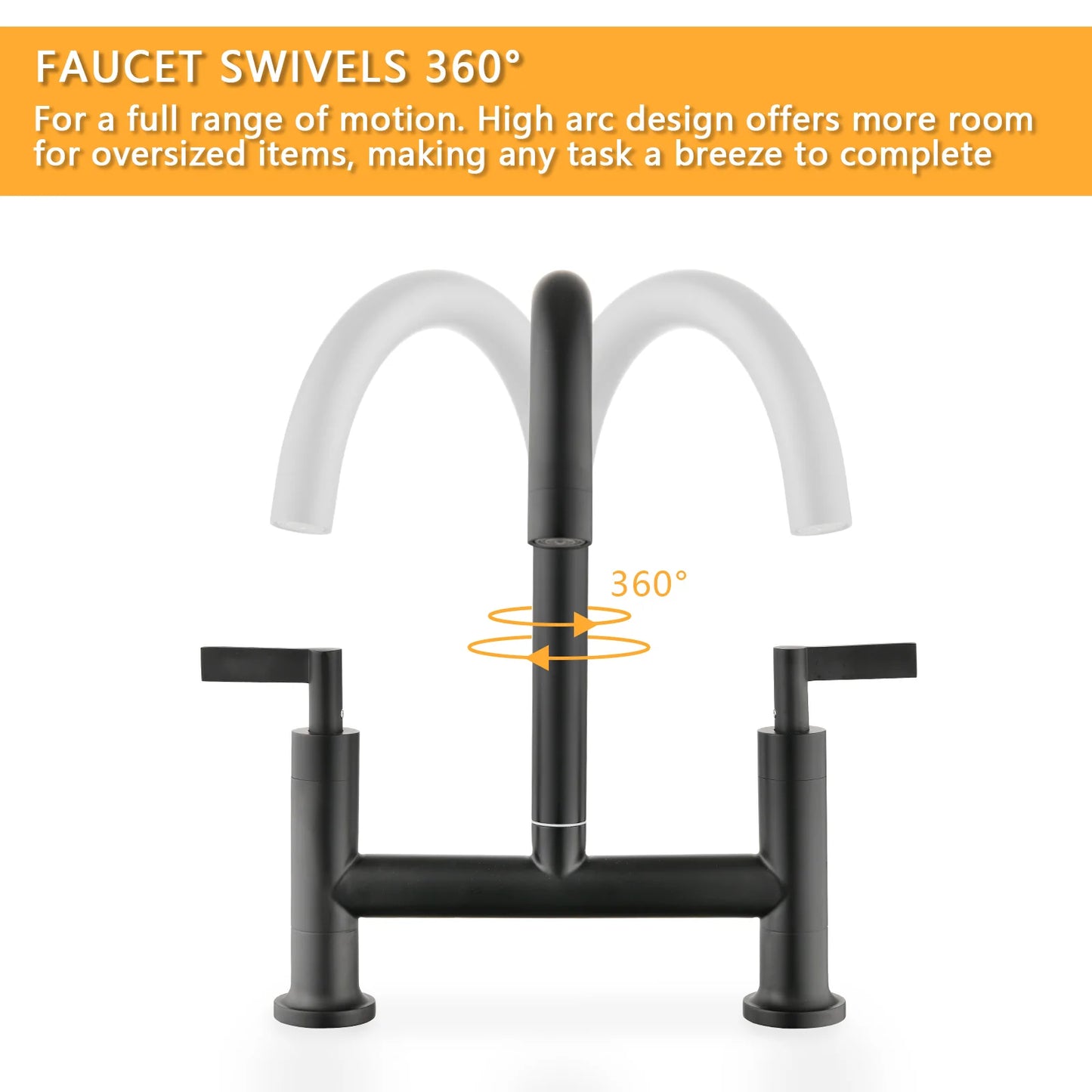 Kitchen Faucet Double Handle In Matte Black