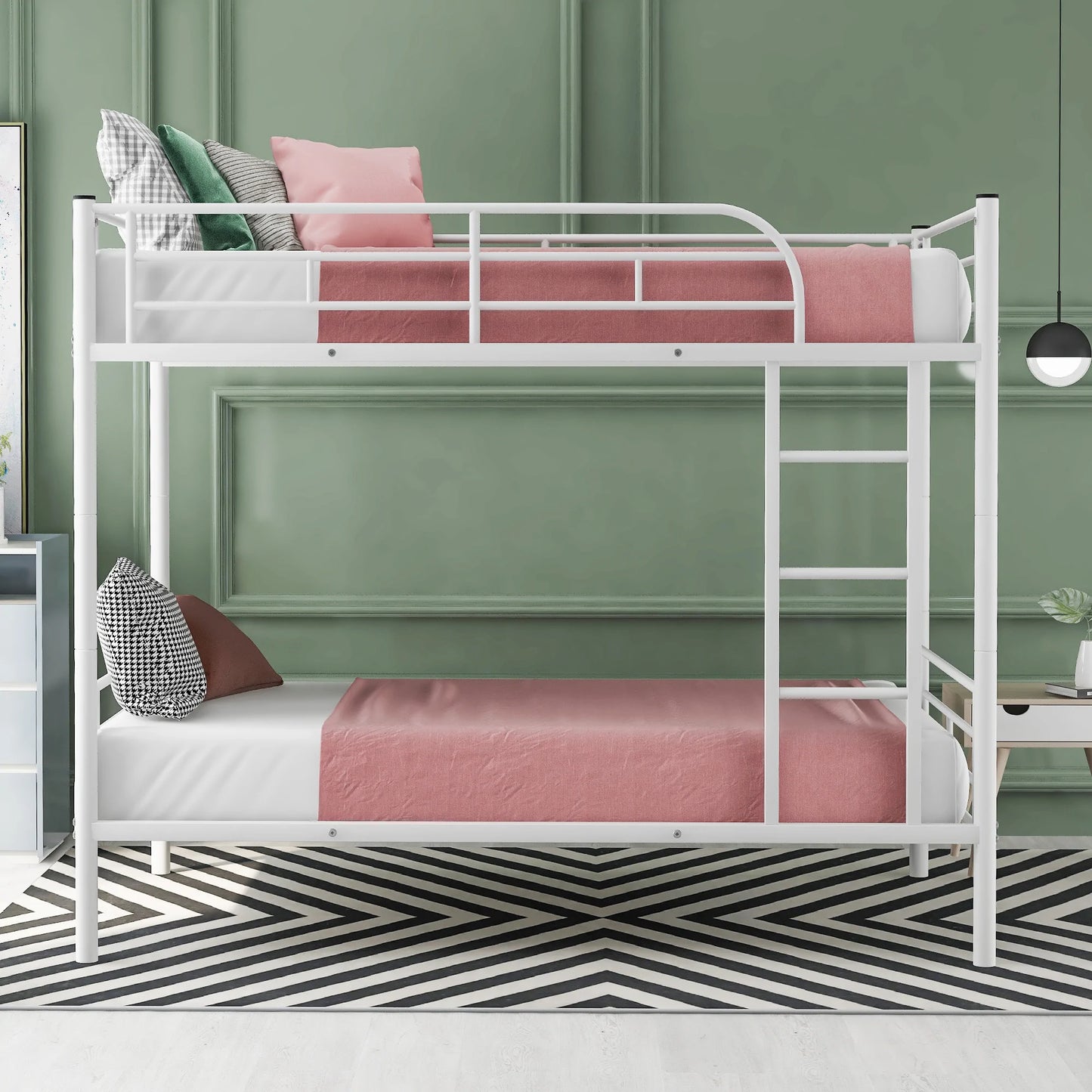 Metal Bunk Bed Twin Size  in White