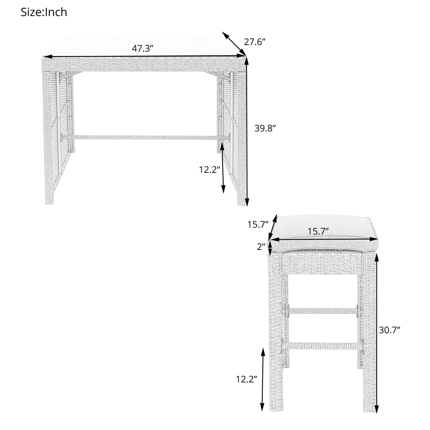 Dining Table Set with 4 Stools in Brown 5 Pieces