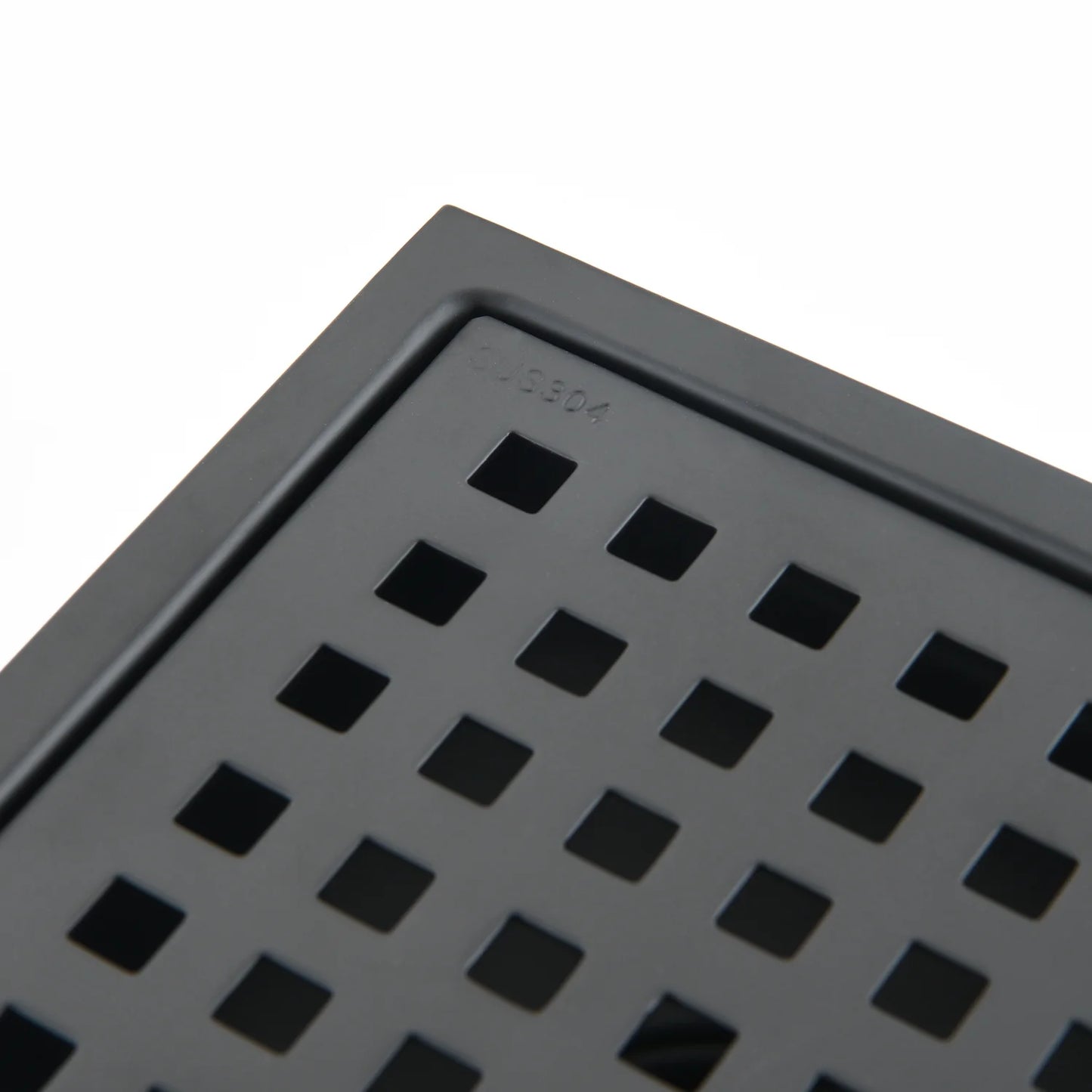 Square Shower Floor Drain in Matte Black 6 Inches