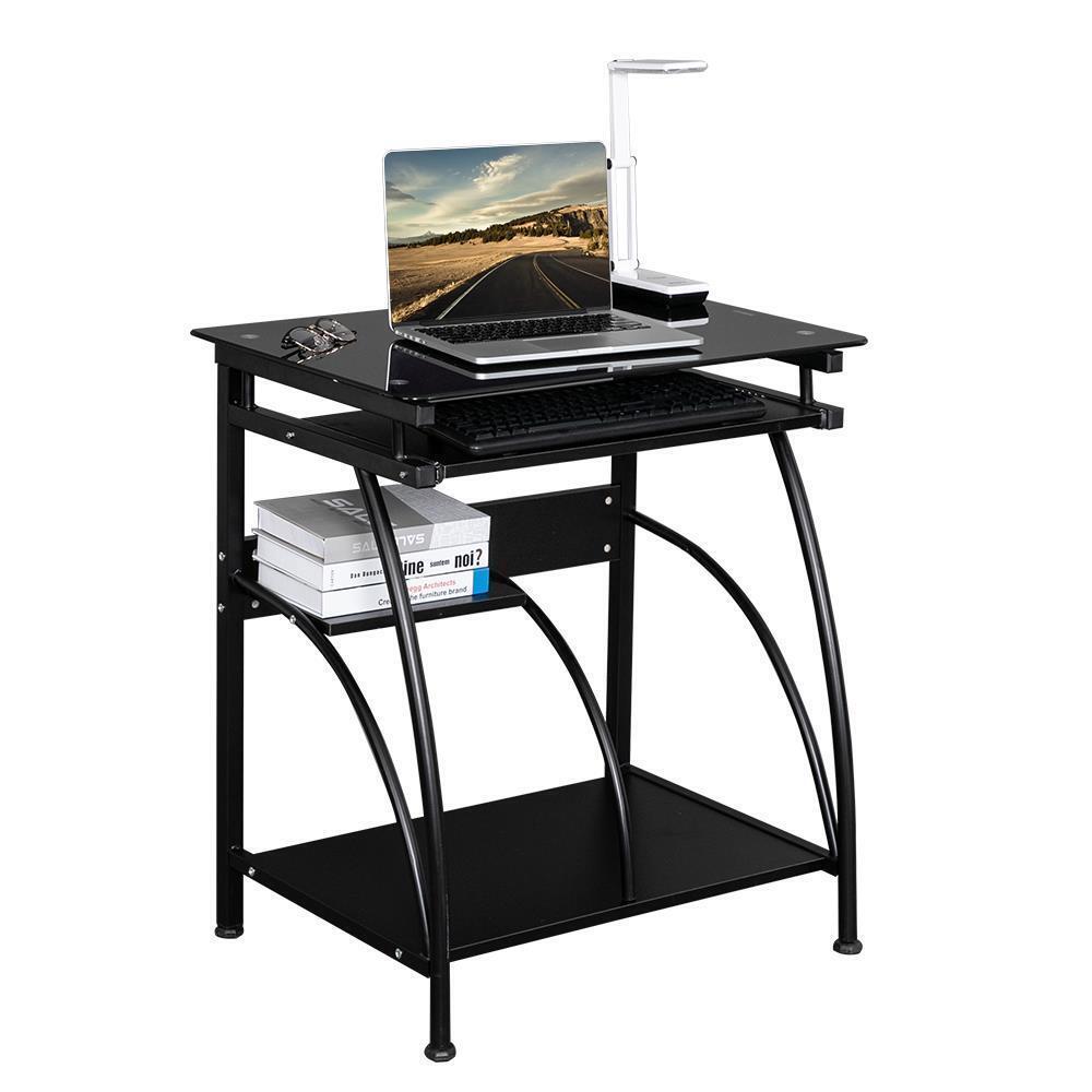 Computer Desk with Pullout Keyboard in Black - Vogue Homes