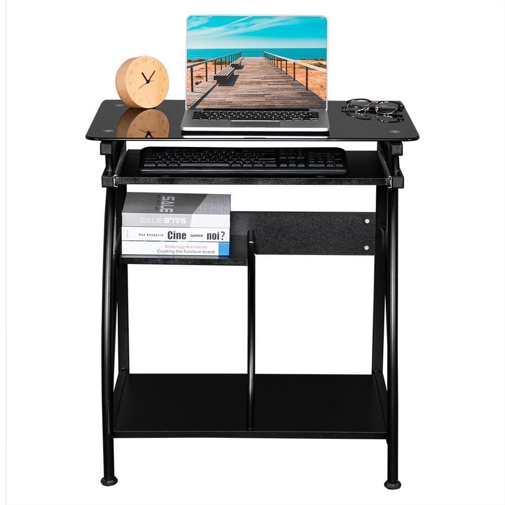 Computer Desk with Pullout Keyboard in Black - Vogue Homes